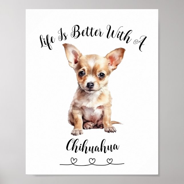 Fun Custom Chihuahua Poster "Tiny but Mighty" (Vorne)