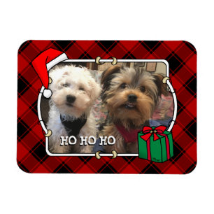 Fun Custom Christmas Red & Black Kariert Foto Fram Magnet