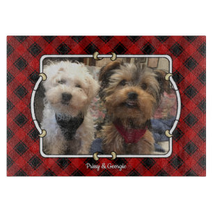 Fun Custom Christmas Red & Black Kariert Foto Fram Schneidebrett