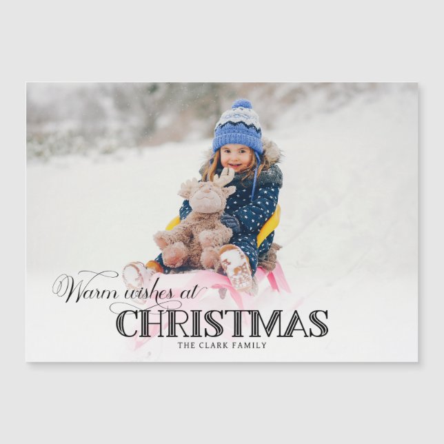 Fun Custom Christmas Typography Photo Magnetkarte (Vorderseite)