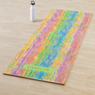 Fun Custom Colorful Whimsical Stripes Art Muster Yogamatte