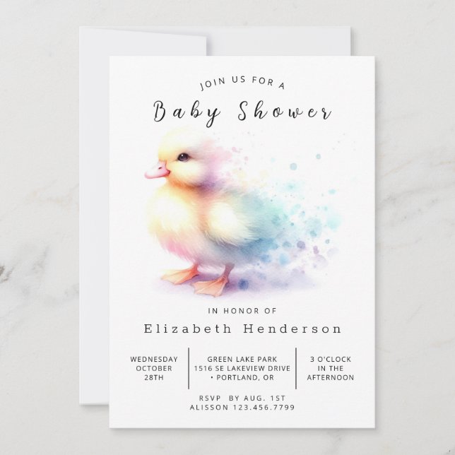 Fun Custom Duck Baby Shower Einladung (Vorderseite)