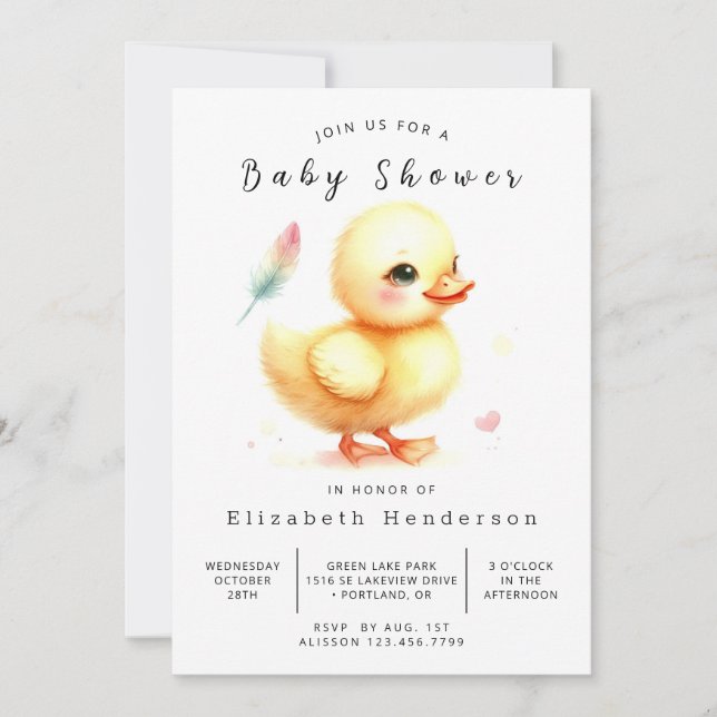 Fun Custom Duck Baby Shower Einladung (Vorderseite)