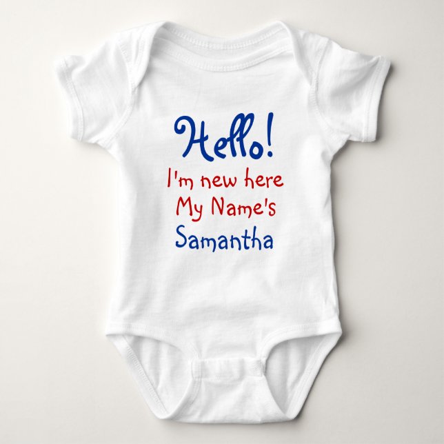 Fun custom hello Fügen Sie Ihren Namen hinzu Baby Strampler (Vorderseite)