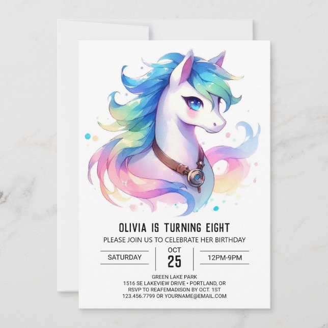 Fun Custom Horse Birthday Einladung (Vorderseite)