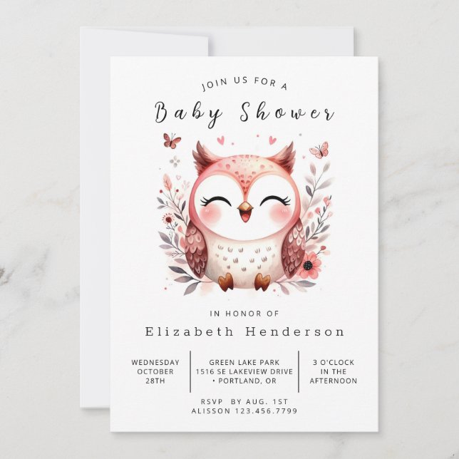 Fun Custom Owl Baby Dusche Einladung (Vorderseite)