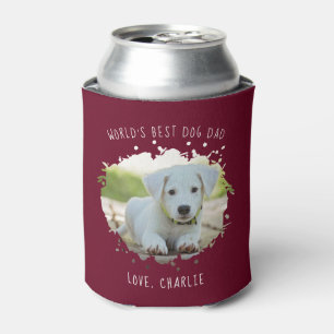 Fun Custom Pet Foto Splash Best Dog Vater Burgundy Dosenkühler