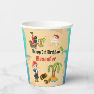 Fun Custom Treasmap Boy Pirate Geburtstagsparty Pappbecher
