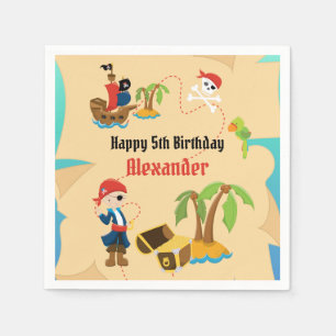 Fun Custom Treasmap Boy Pirate Geburtstagsparty Serviette