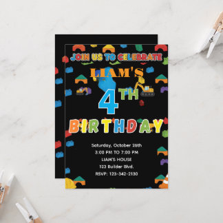 Fun Customizable Construction Birthday Invitation Einladung