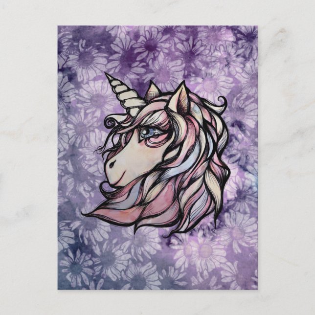 Fun cute unicorn art unicorns design postkarte (Vorderseite)