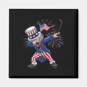 Fun Dabbing Uncle Sam Ice Hockey Puck Unabhängigke Magnet