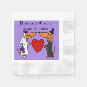 Fun Dackel Hunde Braut und Groom Hochzeit Kunst Serviette