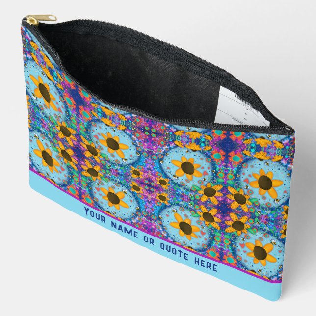 Fun Daisy Floral Muster Custom Cosmetic Bag Zubehörtasche (Offen)