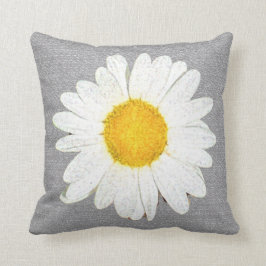 Fun Daisy in Grau, Weiß und Gelb reversibel Kissen