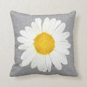 Fun Daisy in Grau, Weiß und Gelb reversibel Kissen