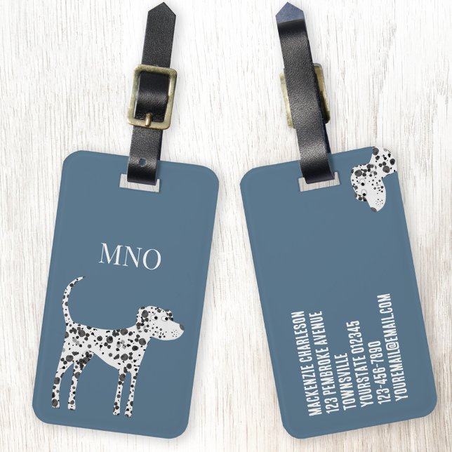 Fun Dalmatiner Dog Monogram Gepäckanhänger (Dalmatian dog monogram initials personalized luggage tag)