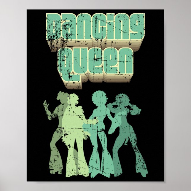 Fun Dancing Queen Disco Party Retro Distressed Des Poster (Vorne)