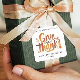 Fun Dankeschön Herbstfarben Brush Script Quadratischer Aufkleber