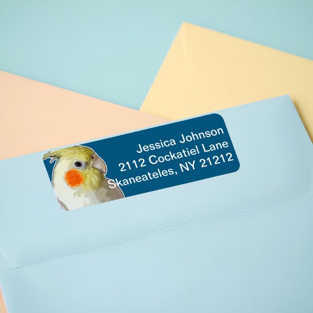 Fun Dark Navy Blue Cockatiel Pet Bird Cool Parrot (Add fun to your mail with customizable Cockatiel pop art return address labels for bird lovers!)