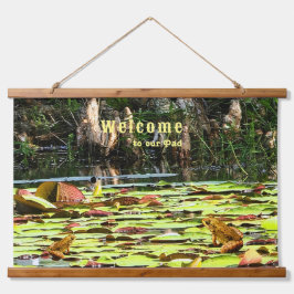 Fun Decor Frog Toad Lily Pad Willkommen Wandteppich Mit Holzrahmen