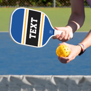 Fun Deep Blue Yellow Schwarz-weiß Racing Streifen Pickleball Schläger