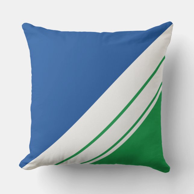 Fun Deep Lake Blue Green Racing Streifen Kissen (Vorderseite)