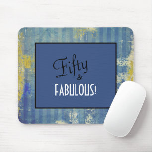Fun Denim Blue Pattern Fünfzig & FABULOUS! Geburts Mousepad