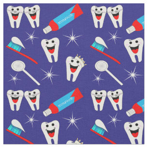 Fun Dental Dentist Cartoon Teeth Stoff