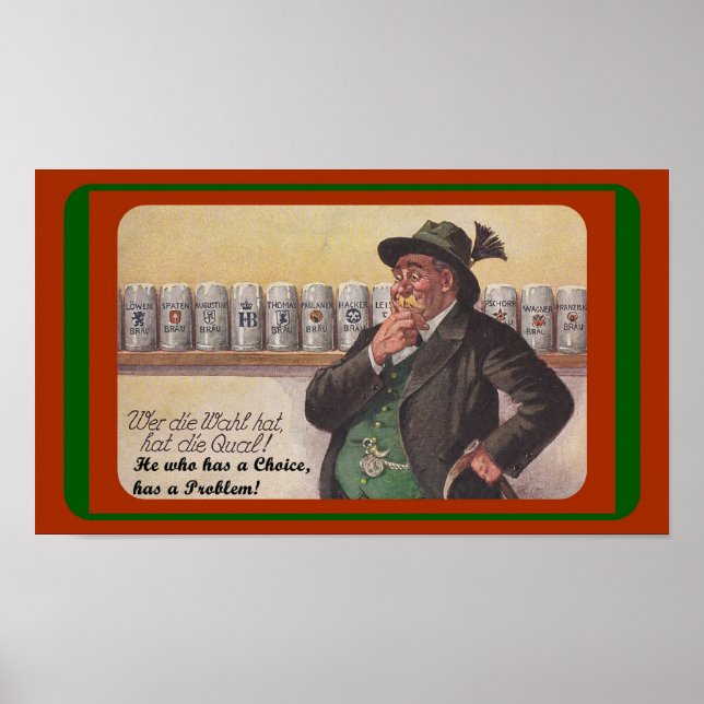 FUN DEUTSCHER PROVERB ~ DILEMMA? BIER SIGN - POSTE POSTER (Vorne)