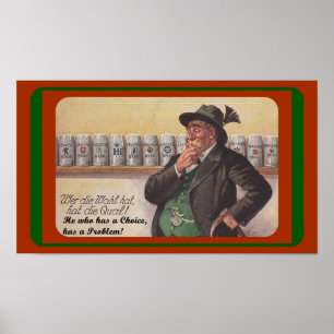 FUN DEUTSCHER PROVERB ~ DILEMMA? BIER SIGN - POSTE POSTER