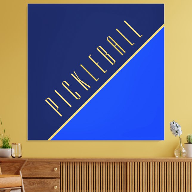 Fun Diagonal Bold Blue Warm Pickleball Text Leinwanddruck (Insitu (Wohnzimmer))