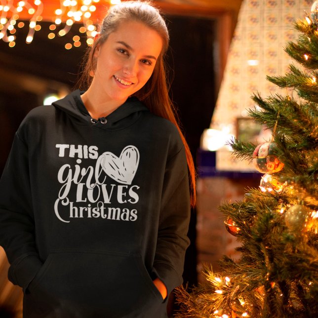 Fun diese Girl-Lieben Weihnachts-Herz Weißer Text Hoodie (Von Creator hochgeladen)
