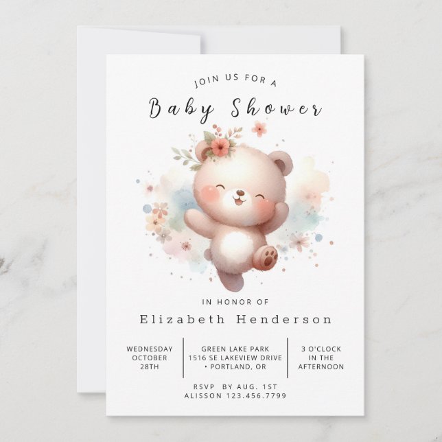 Fun Digital Bear Baby Dusche Einladung (Vorderseite)