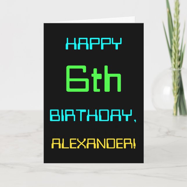 Fun Digital Computing Thema 6. Geburtstag Karte (Vorderseite)