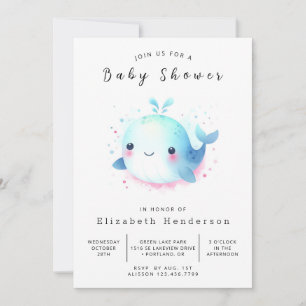 Fun Digital Whale Baby Dusche Einladung