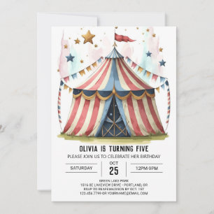 Fun Digital Whimsy Circus Geburtstag Einladung