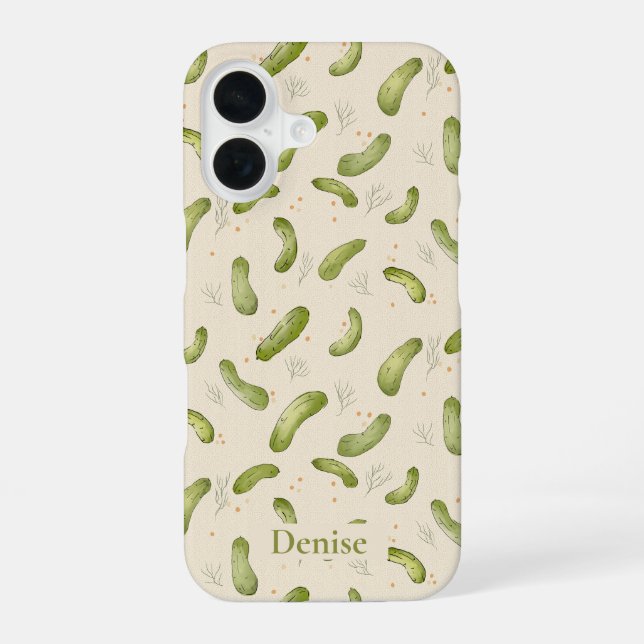 Fun Dill Pickle Muster iPhone 16 Hülle (Rückseite)