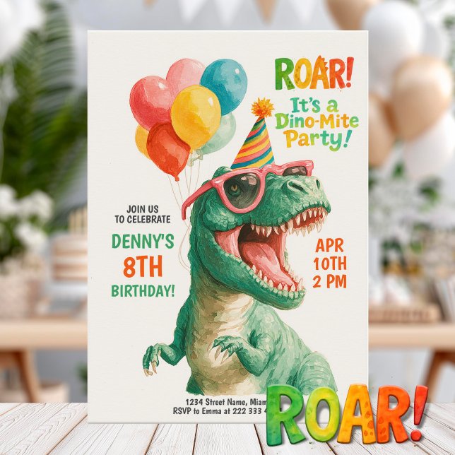 Fun Dino Birthday Party Design Einladung (Von Creator hochgeladen)