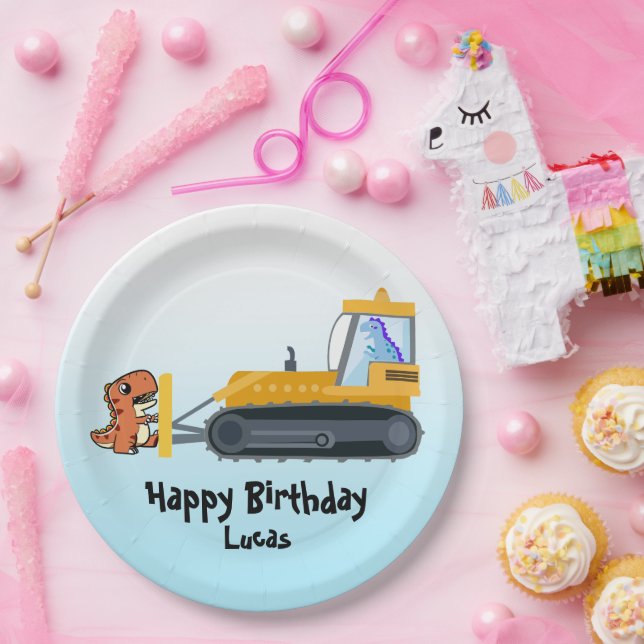 Fun DINO Dinosaurier Traktor Farm School Geburtsta Pappteller (Party)