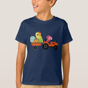 Fun DINO Dinosaurier Traktor Farm School Geburtsta T-Shirt