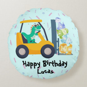 Fun dino Traktor Truck Birthday School Kinder Rundes Kissen