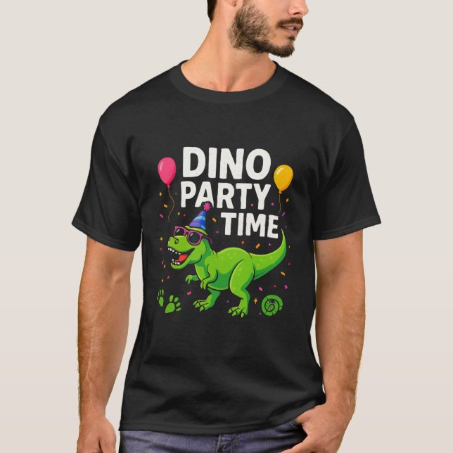 Fun Dinosaur Party Illustration T-Shirt (Vorderseite)