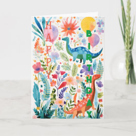 Fun Dinosaur Pflanze Collage Faltes Grußkarte Karte