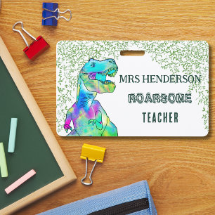 Fun Dinosaur Roarsome School Teacher Name Ausweis