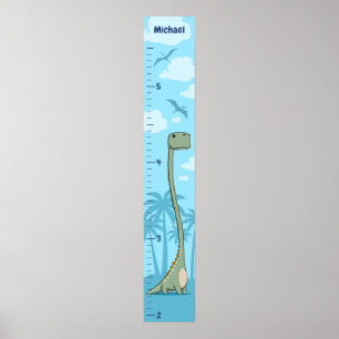 Fun Dinosaurier Growth Chart Personalisiert Poster