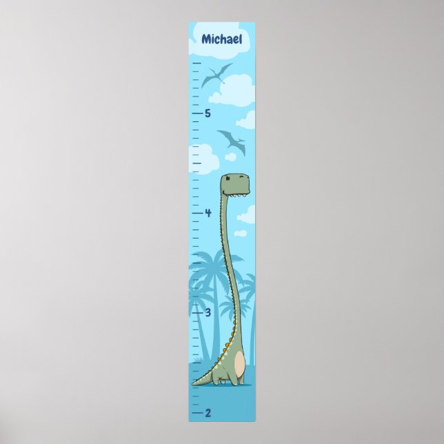 Fun Dinosaurier Growth Chart Personalisiert Poster (Vorne)