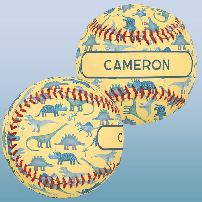 Fun Dinosaurier Personalisiert Baseball (Fun personalized custom name dinosaur pattern baseball)