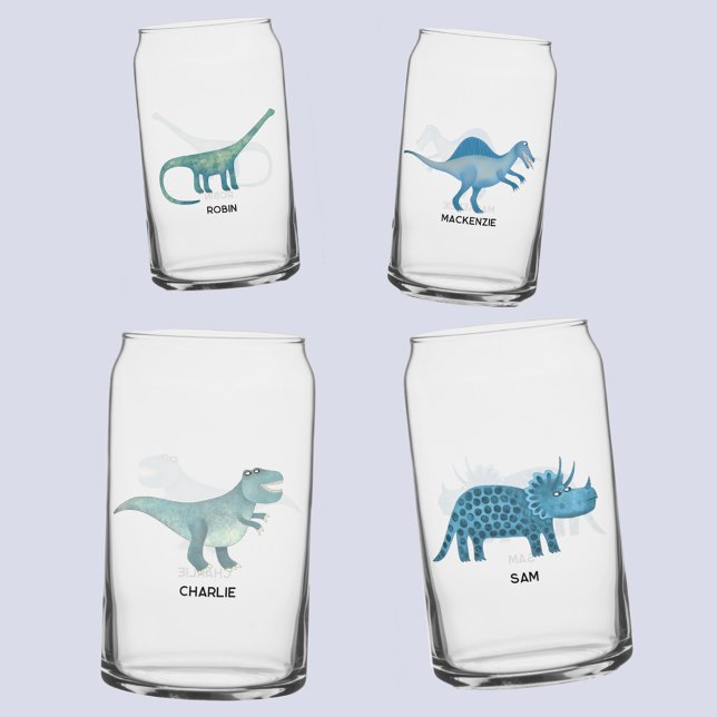 Fun Dinosaurier Personalisiert Dosenglas (Fun personalized name dinosaur glass set)