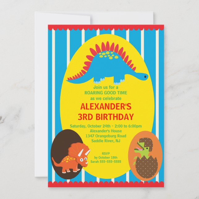 Fun Dinosaurier zum Geburtstag Einladung (Vorderseite)